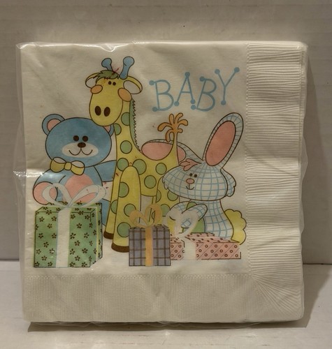 NOS (20) Fashion Art Baby Shower Luncheon Paper Napkins - 13 1/2x13 5/8"