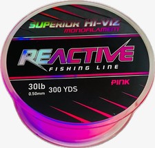 Reactive Superior Hi-Viz Pink Monofilament Fishing Line "Glows"