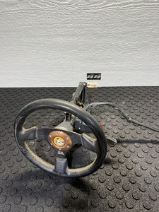 MOMO Prototipo Silver Spokes Black Leather 320mm Steering Wheel - Retro