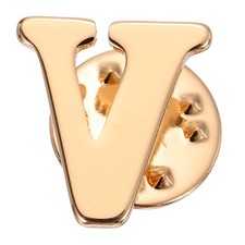 Letter Lapel Pins, Initial Alphabet Collar Pins, Gold Tone, Letter V
