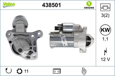 Anlasser Starter VALEO ORIGINS - NEW O.E. TECHNOLOGIE 438501 für RENAULT KG0 BG0