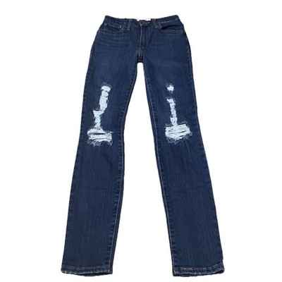 Levi s 721 High Rise Skinny Stretch  Destructed Blue Levis Jeans