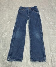 Wrangler Boys Cowboy Cut Slim Jeans 8 Blue Denim 13MWZBP Adjustable Waist