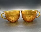 Set of 2 Indiana Glass Co “Sandwich” Pattern Amber Glass Tea/Coffee Cups — photo 1