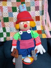 Jean Greenhowe Knitted Clown Soft Toy Plush Handmade Knitted Builder DIY 22 inch