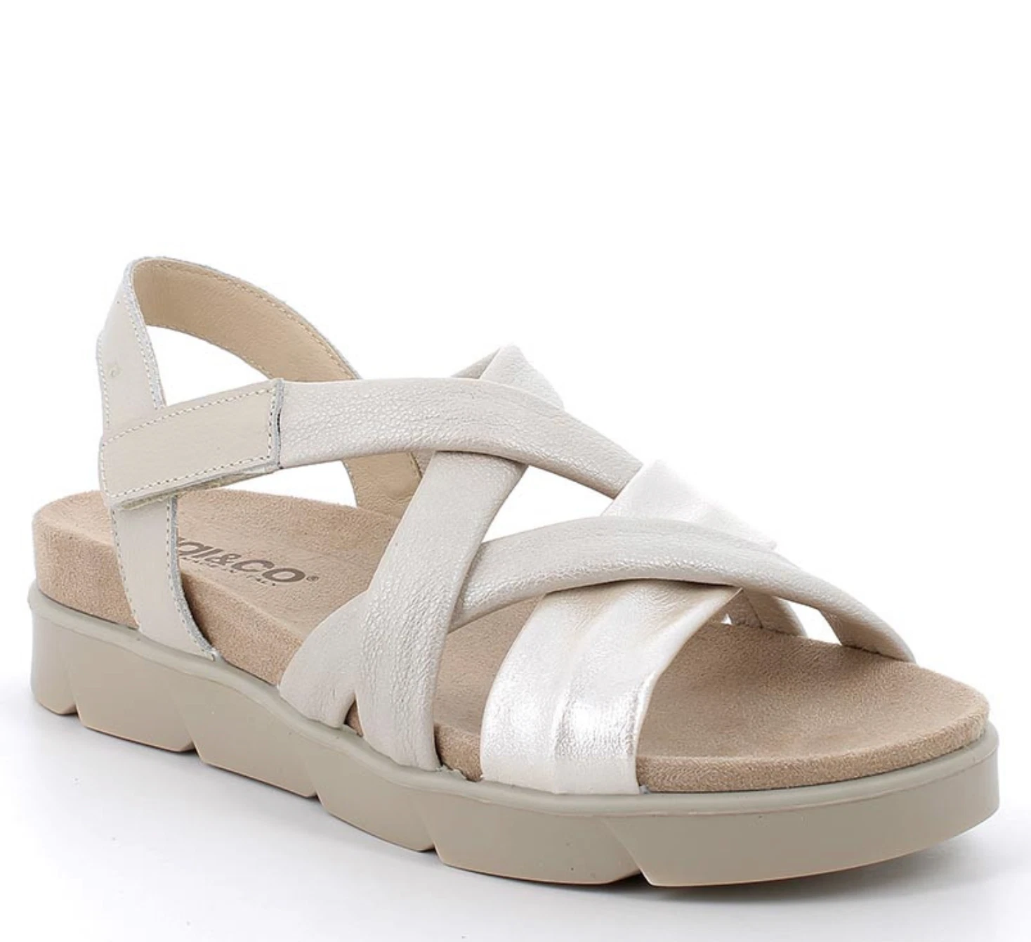 Igi&co 7668922 beige leather wedge sandals 2.5 cm Made in Italy DISCOUNT