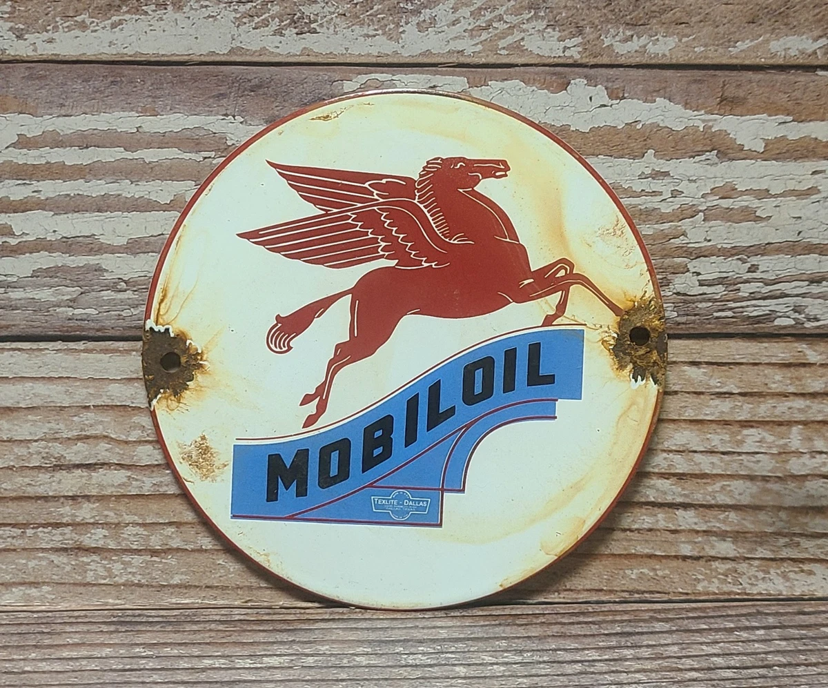 Mobil Pegasus Sign Porcelain In Mobil Gas & Oil Advertising for 