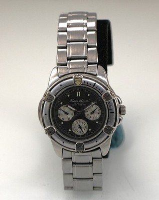Eddie Bauer Watch Men Silver Stainless St Battery 50m Gray 24hr Day Date Quartz