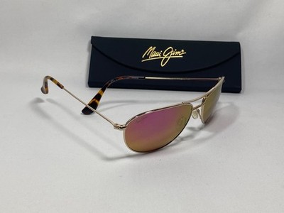 Maui Jim Baby Beach Polarized Titanium Sunglasses 245-16 Gold/Sunrise Aviator
