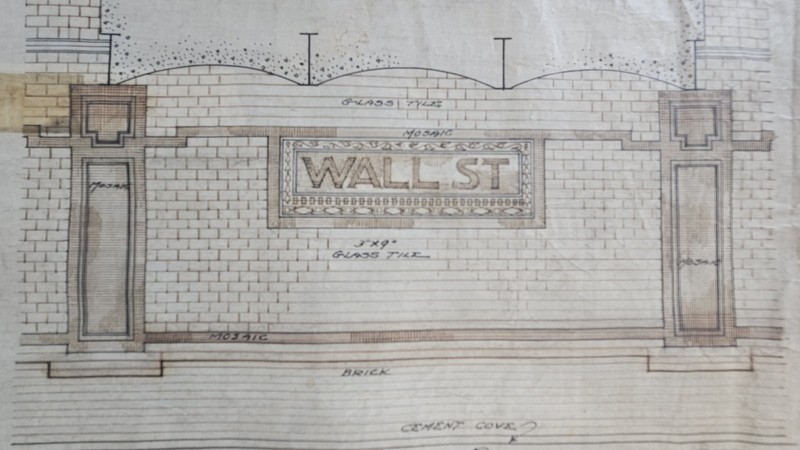 ORIG. 1910 Contract 2 Hand-drawn 24x54" Tracing WALL STREET New York City Subway