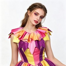 Colorful Clown Collar Neck Ruffle Jester Accessories Christmas Halloween Costume