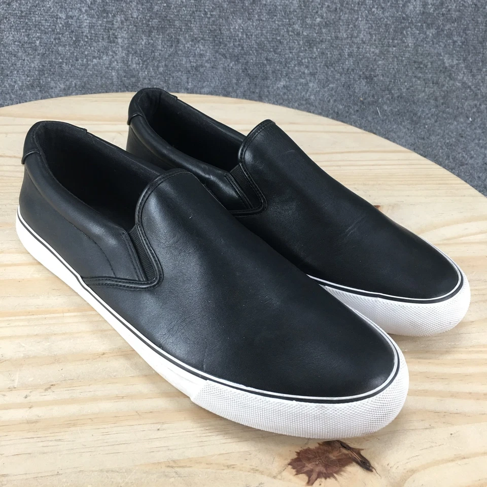 Zapatos Express Para Hombres 11 Tenis Sin Cordones Negros Cómodos Informales Parte Superior Baja Punta Redonda Foto 3 de 4