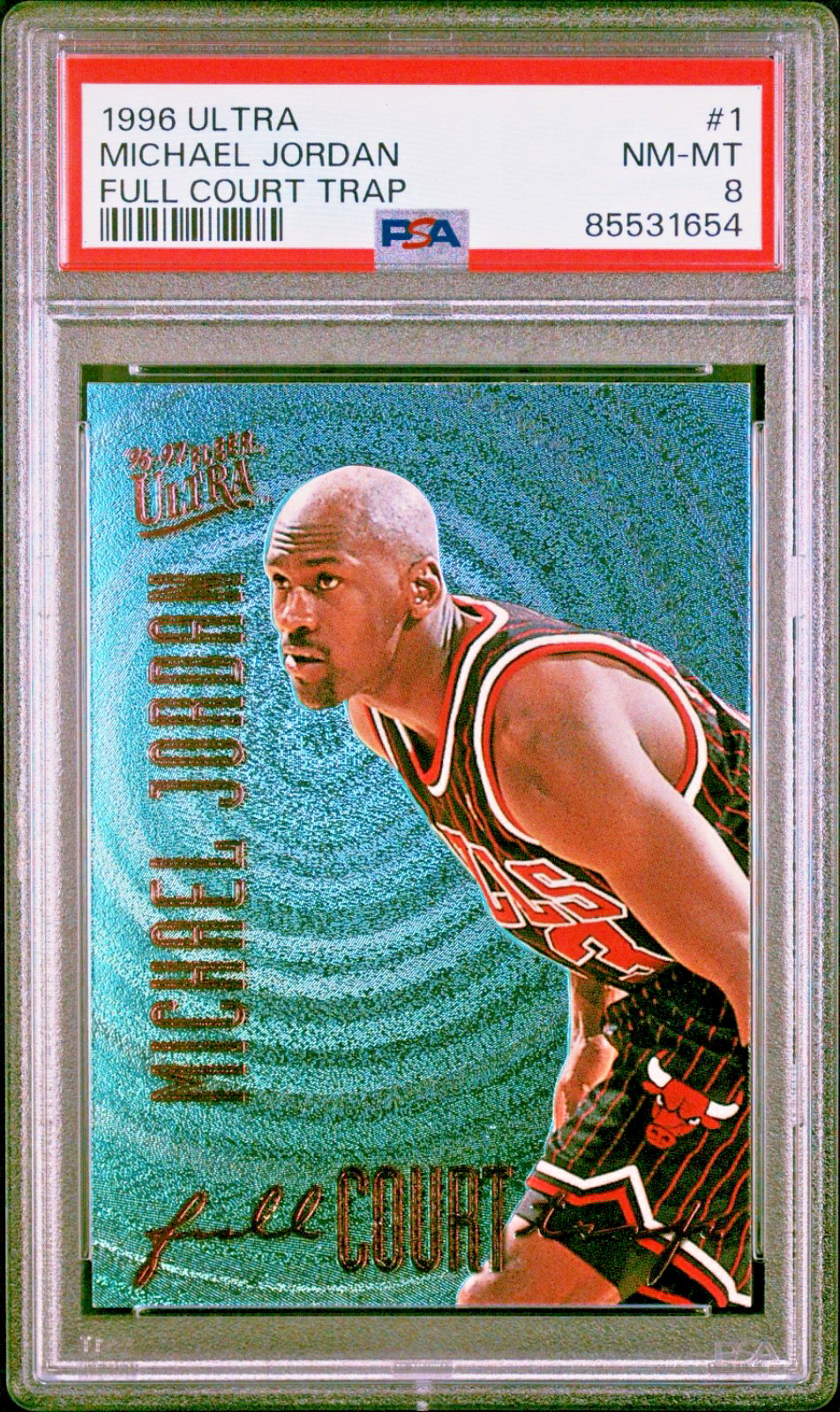 1996 ULTRA MICHAEL JORDAN FULL COURT TRAP #1 PSA 8 NM-MT