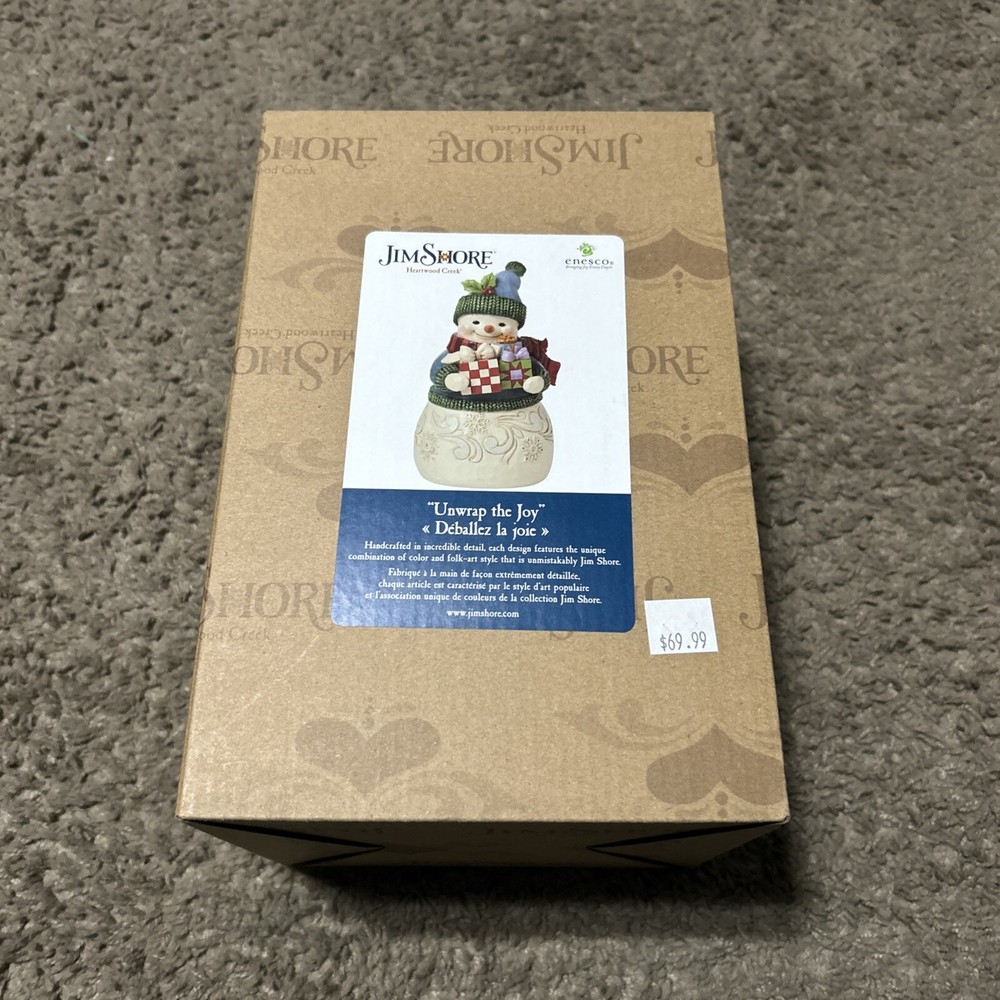 NEW RARE Jim Shore Snowman Unwrap The Joy 6015522! BRAND NEW 69.99$MSRP