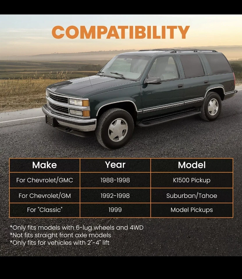 Brazos de control superiores delanteros 2-4” elevación plateados para Chevrolet GMC K1500 1988-1998 4x4 Foto 2 de 4