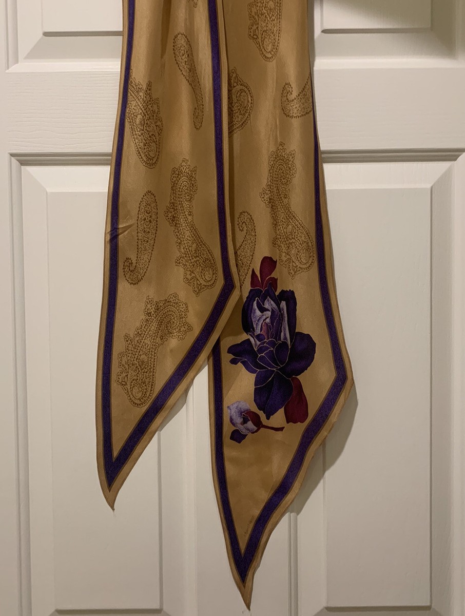 Vintage Albert Nipon Silk Scarf – Cobalt Blue Large Square  Albert Nipon Vintage Scarf display picture 1