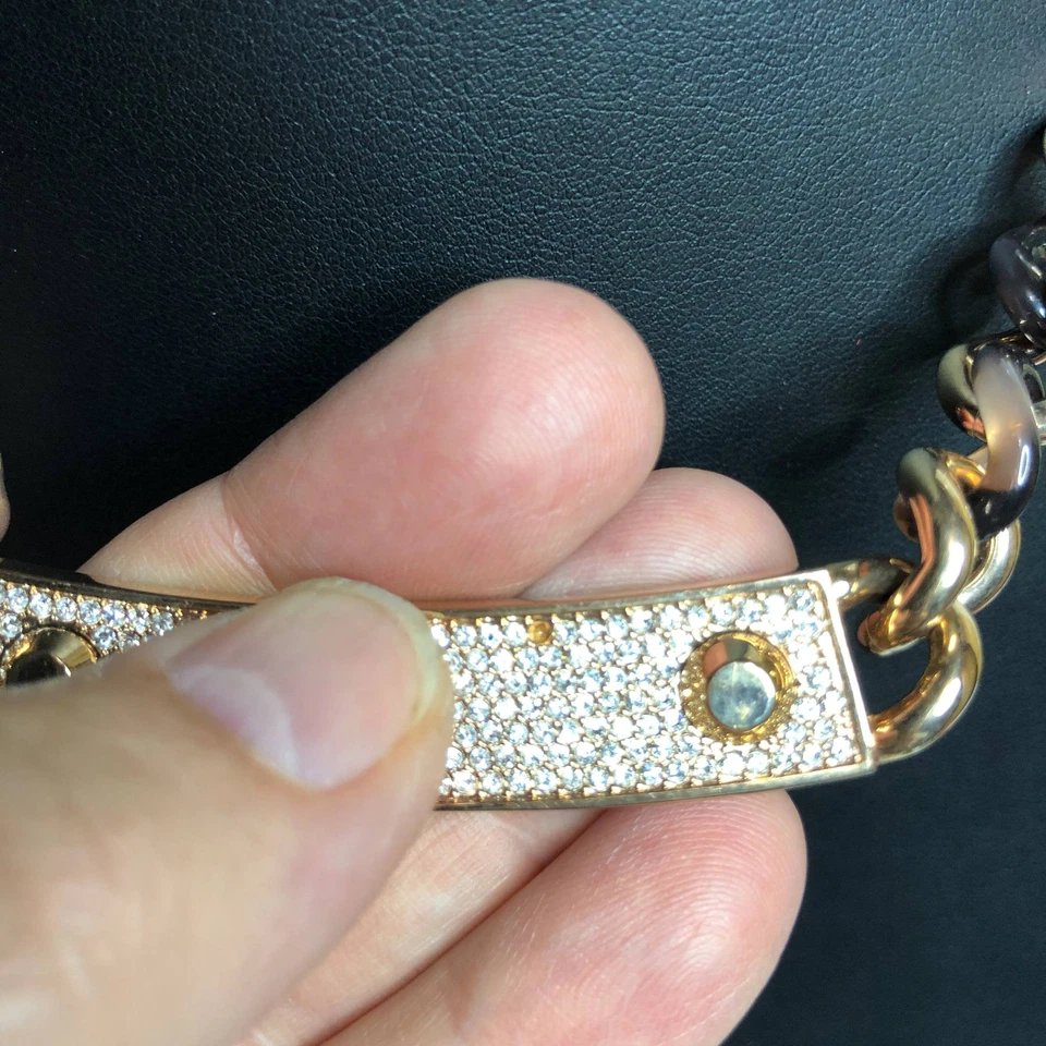 4849 Michael Kors Collar Tortuga Imitación Acero Inoxidable Pavé Tono Rosa 18"*LEER Foto 3 de 4