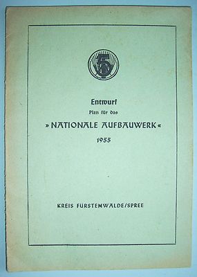 Booklet draft plan for the national reconstruction 1955 district Fürstenwalde Spree!