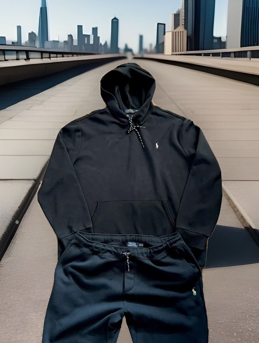 POLO RALPH LAUREN PERFORMANCE PULLOVER HOODIE SWEATSUIT NAVY-BLUE