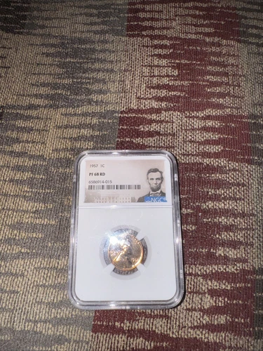 1957 NGC PF68 RD RED PROOF LINCOLN WHEAT PENNY 1C ONE CENT PORTRAIT LABEL