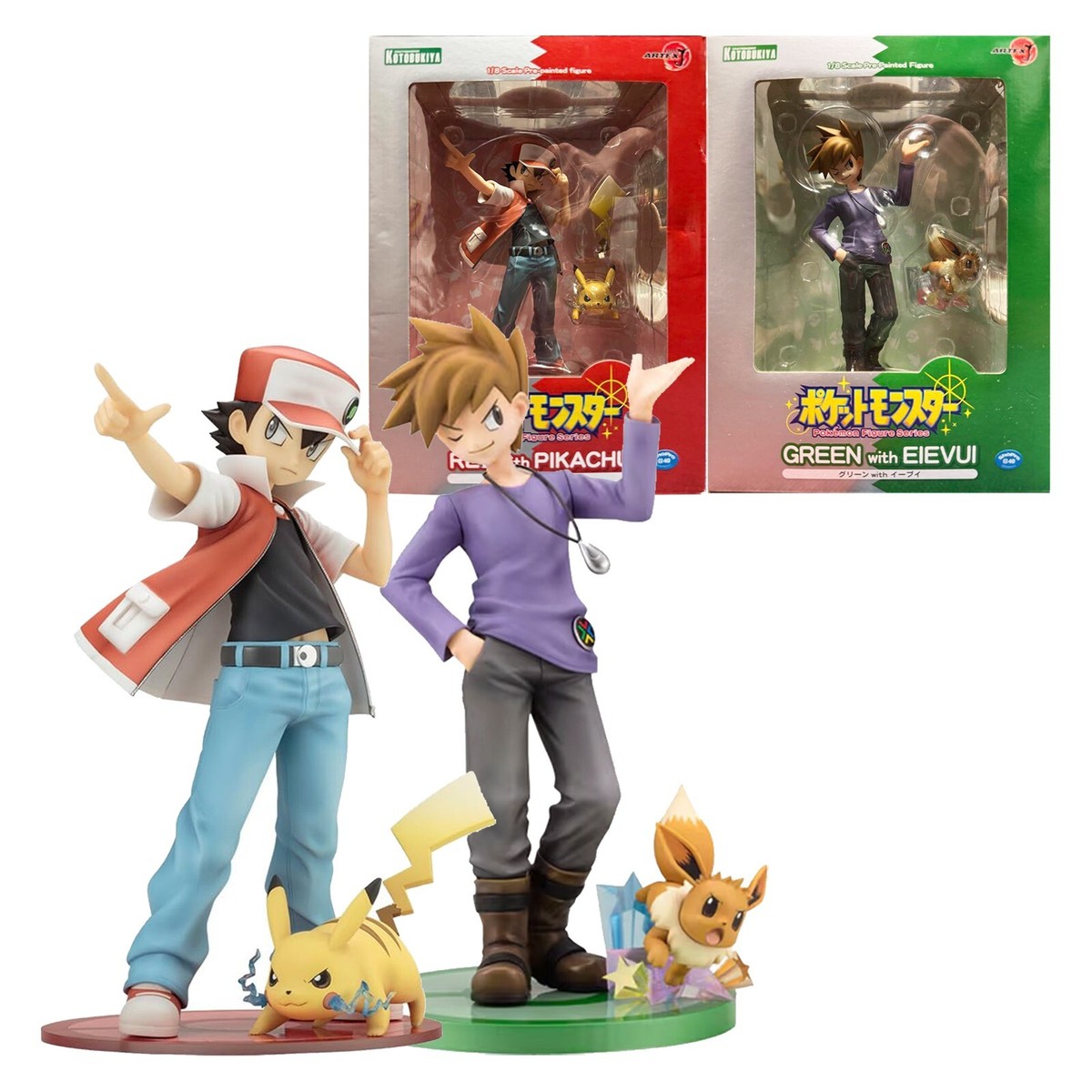 ポケモン　ポケットモンスター　ARTFX J フィギュア ARTFX J Pokémon Figure Series RED PIKACHU & GREEN Blue EIEVUI