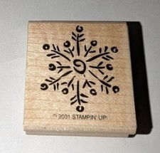 Stampin Up FROSTY THE SNOWMAN SNOWFLAKE Wood Mounted Rubber Stamp 2001 Christmas