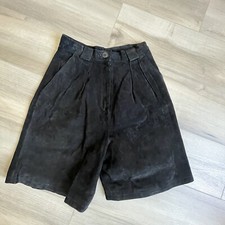 Vintage Cayenne Womens Leather High Waist Black Shorts Size 7/8
