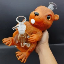 8.8" Cute Groundhog Water Pipe Silicone Hookah Cartoon Smoking Pipes W/ Bowl New