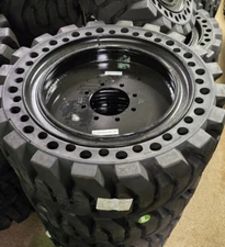 12x16.5 Solid Skid Steer Tires - 8on10.75 (Set of 4 - 2 Left Mount & 2 Right)
