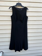 New Ann Taylor BLACK V-neck Sleeveless Lined Seamed Ponte Flare Dress 4