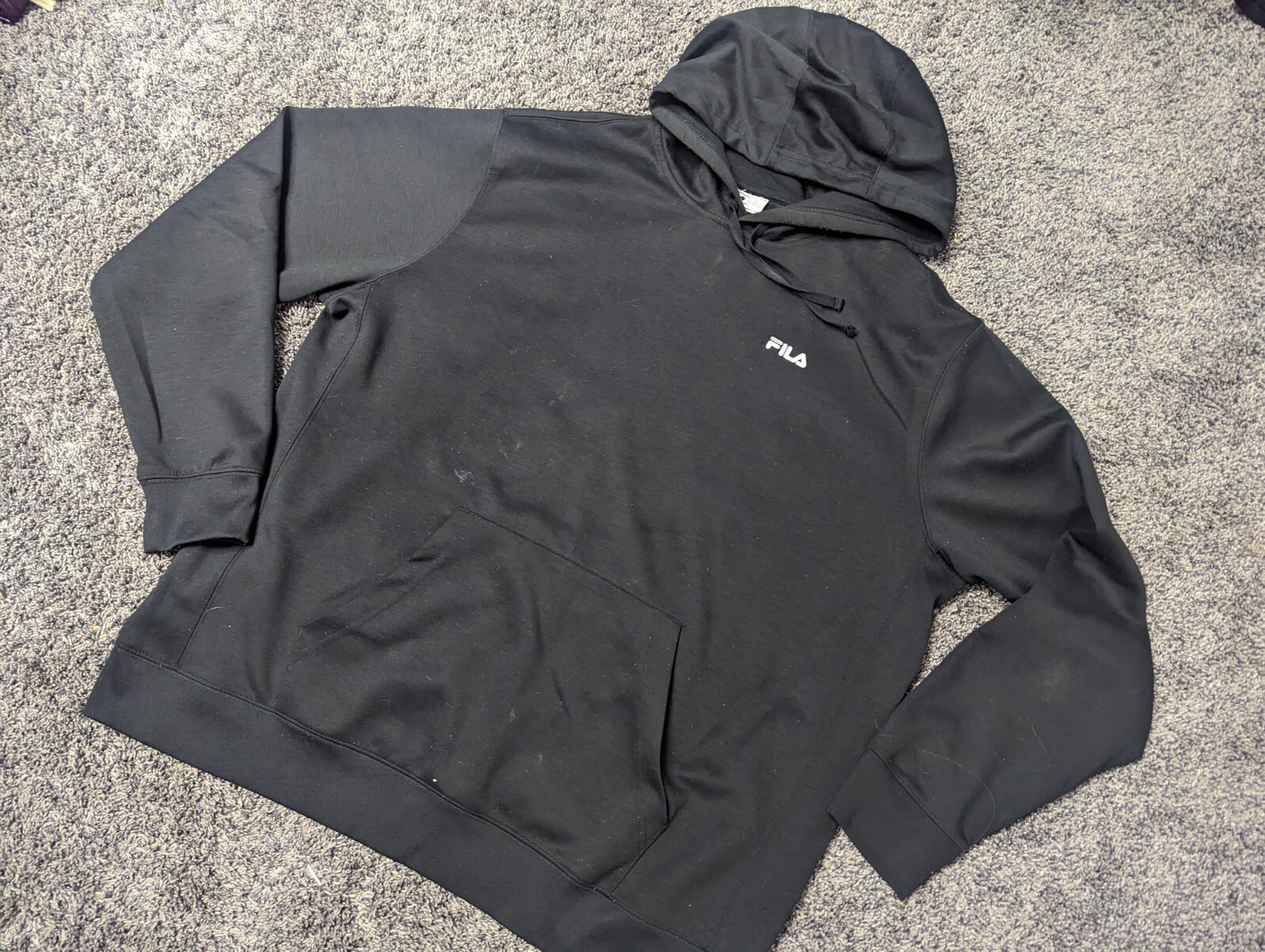 Felpa con cappuccio pullover Fila canguro tasca nera uomo XXL ottime condizioni bella