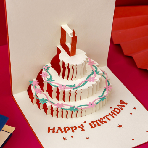 100x Handmade 3D Popup Happy Birthday Cake Cards Pop Out Card With Envelope - Picture 9 of 9