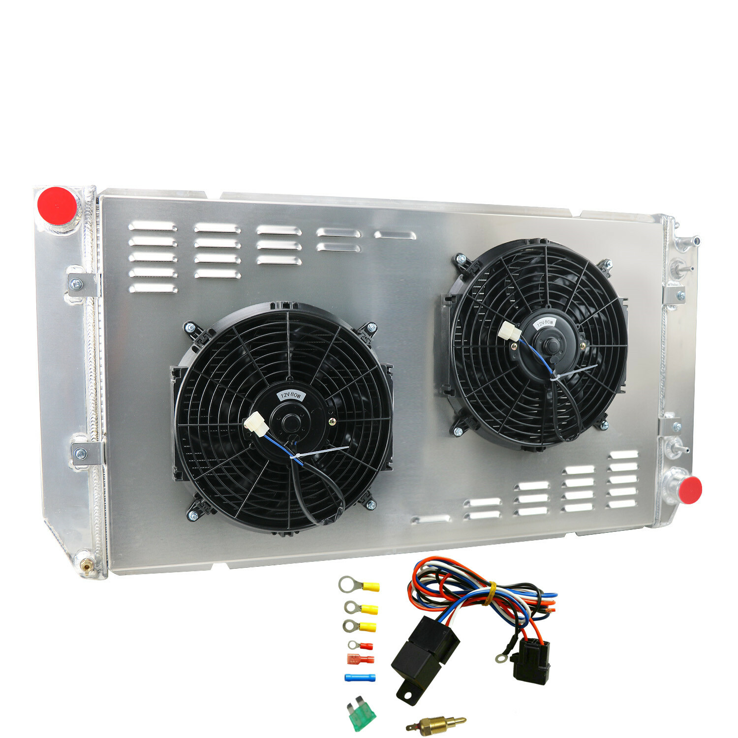 4 Rows Radiator+Shroud Fan Kit Fits 1994-2000 Chevrolet C1500 C2500 C3500 6.5 V8