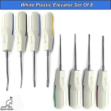Dental White Plastic Luxating Root Extracting Oral Surgery  Elevators Set Of 8