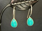 925 Sterling Silver Turquoise Earrings Gemstones Drop Teardrop Cabochon Dangle