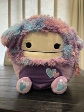 NWT Squishmallow 16" EDEN Purple Bigfoot Valentines Day Yeti Metallic Hearts NEW