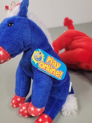 TY Beanie Babies ELECTION BEANIES Lefty & Righty NWT Donkey Elephant Red Blue - Picture 6 of 7