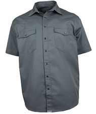 WESTERN STORE Denim Shirt Short Sleeve Gray Pearl Buttons in Shirt Color S to 4XL
