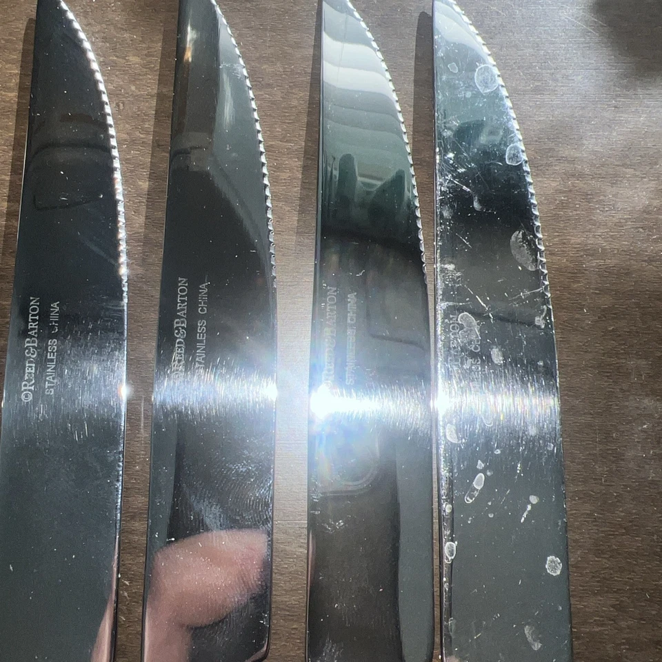 6 Steak Knives QUEEN'S GARDEN Reed & Barton Glossy Stainless Steel Flatware - Image 3 of 3
