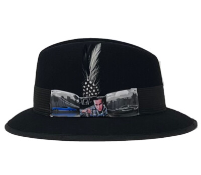 Danny De La Paz Icon Series Black Australian Wool Felt Lowrider Fedora Hat Mens
