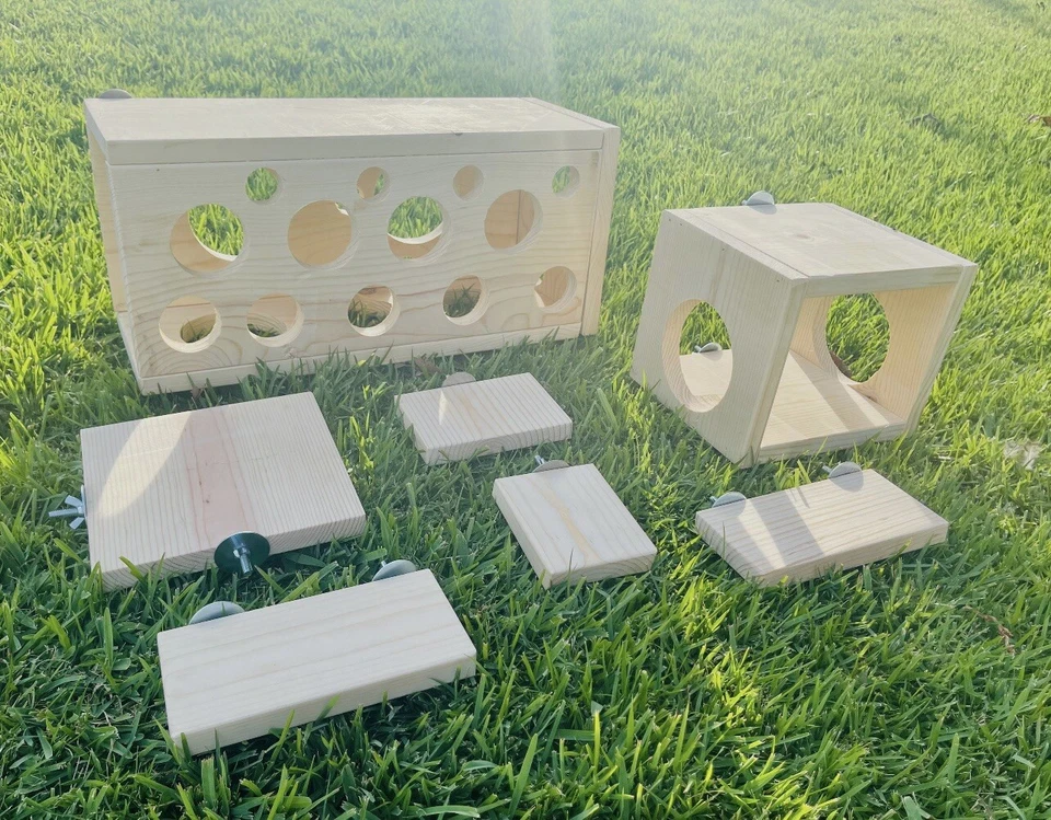 Juego de 7 repisas de pino y salto Peekaboo Hiedouts para ratas Chinchillas Foto 2 de 4