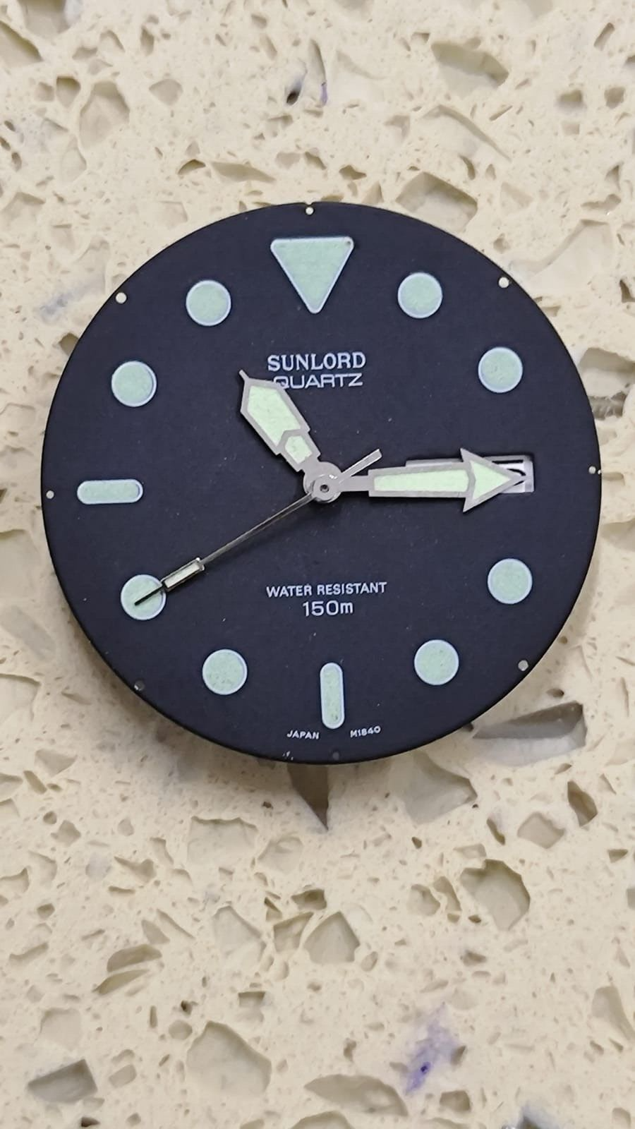 Dial Watch Diver 150 m Black Dial & hands 30mm for Seiko Quartz & Citizen Diver