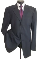 ( Gianfranco Ferre Blue Striped 3Button Wool Blend Suit 44L~Pant W38" x 32"L )