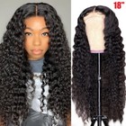 Human Hair Lace Front Wig Womens Brazilian Human Long Curly Wavy Hair Wigs 18"