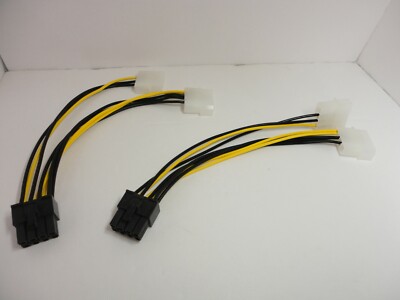2 Pcs Pack Lot Dual Molex to PCI-E PCI Express Video Card Power Adapter Cable