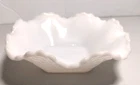 Vintage White Milk Glass Square Ruffled Candy Trinket Dish Diamond Point 6x6x2