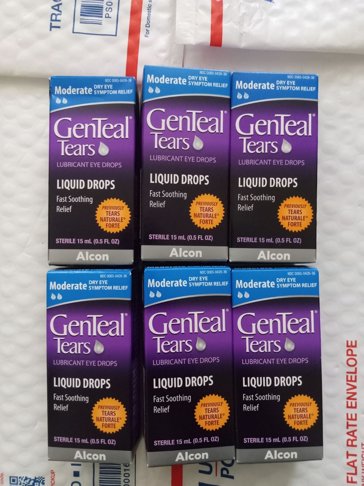 6x Genteal Tears Lubricant Eye Drops, Moderate Liquid Drops,