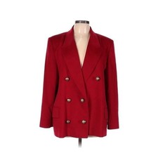 Jaeger Vintage Red Double Breasted Wool Blazer Jacket With Gold Buttons Sz 14