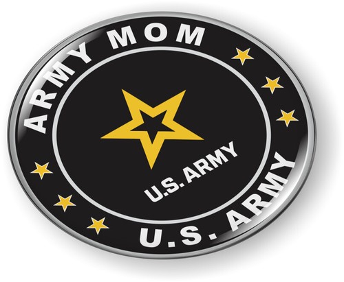 Emblem Car Sticker Badge Chrome ROUND Bezel - U.S. Army Mom - Foto 6 di 17