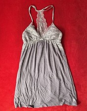 Victoria's Secret Women's Sleeveless Pullover Gray V-Neck Lace Slip Dress Sz: S